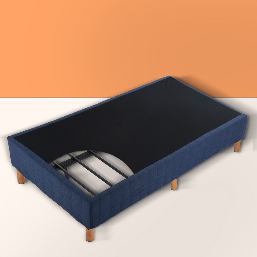 Metal Bed Frame Mattress Foundation Blue – King