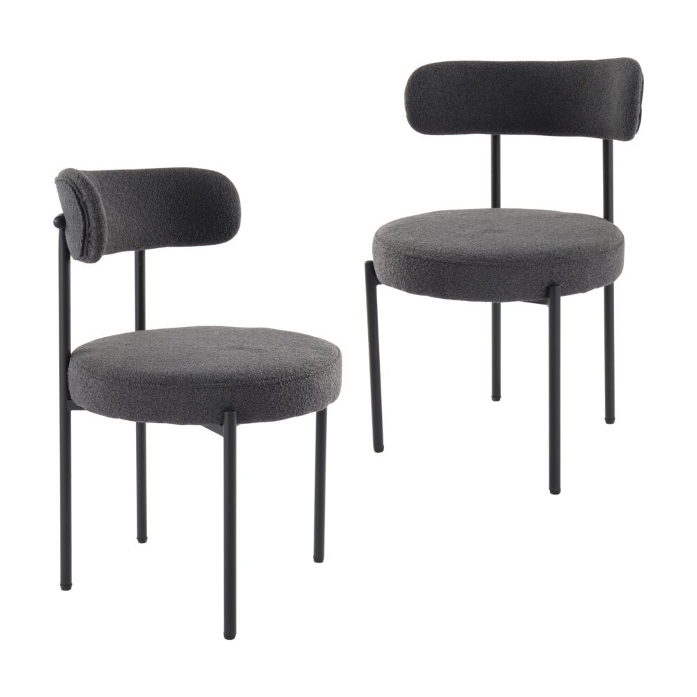 Charcoal Chic Boucle Elsa Dining Chairs