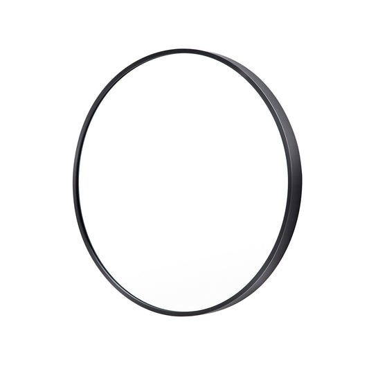 Wall Mirror Round Aluminum Frame Bathroom 70cm BLACK