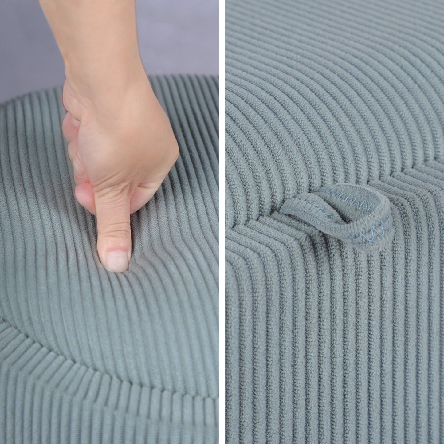 Coffee Table Storage Ottoman - Corduroy Padded Blanket Box Bench ESME - DUSTY BLUE