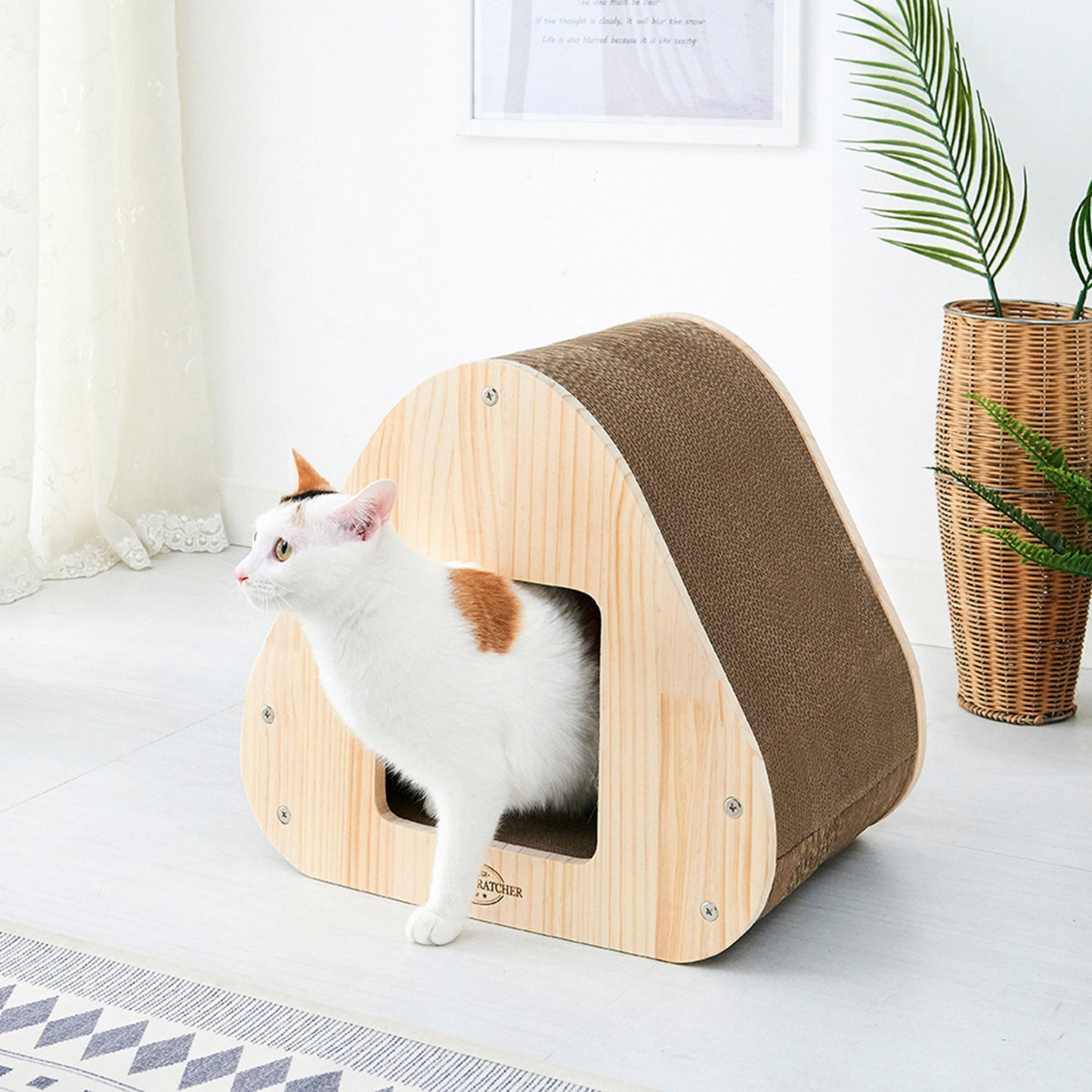 Yaomi Wood Triangle Cat Scratcher Sofa Pet Bed