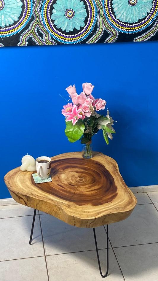 Round Raintree Wood Live Edge Coffee Table