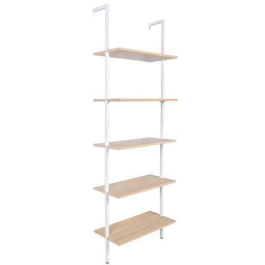 YES4HOMES Industrial Ladder Shelf Wood Wall-Mounted Bookcase Storage Rack Shelves Display