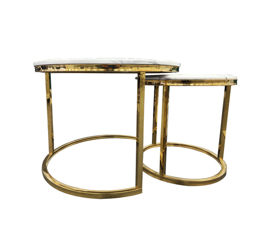 Nesting Style Coffee Table - White on Gold - 60cm/45cm