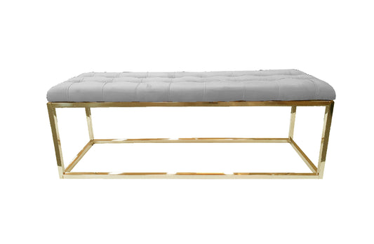 Holly Ottoman Gold Base - Light Grey Seat