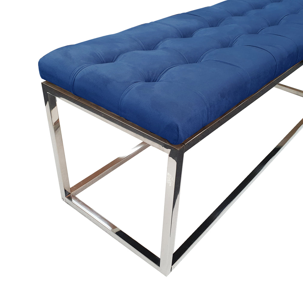 Holly Silver / Blue Ottoman