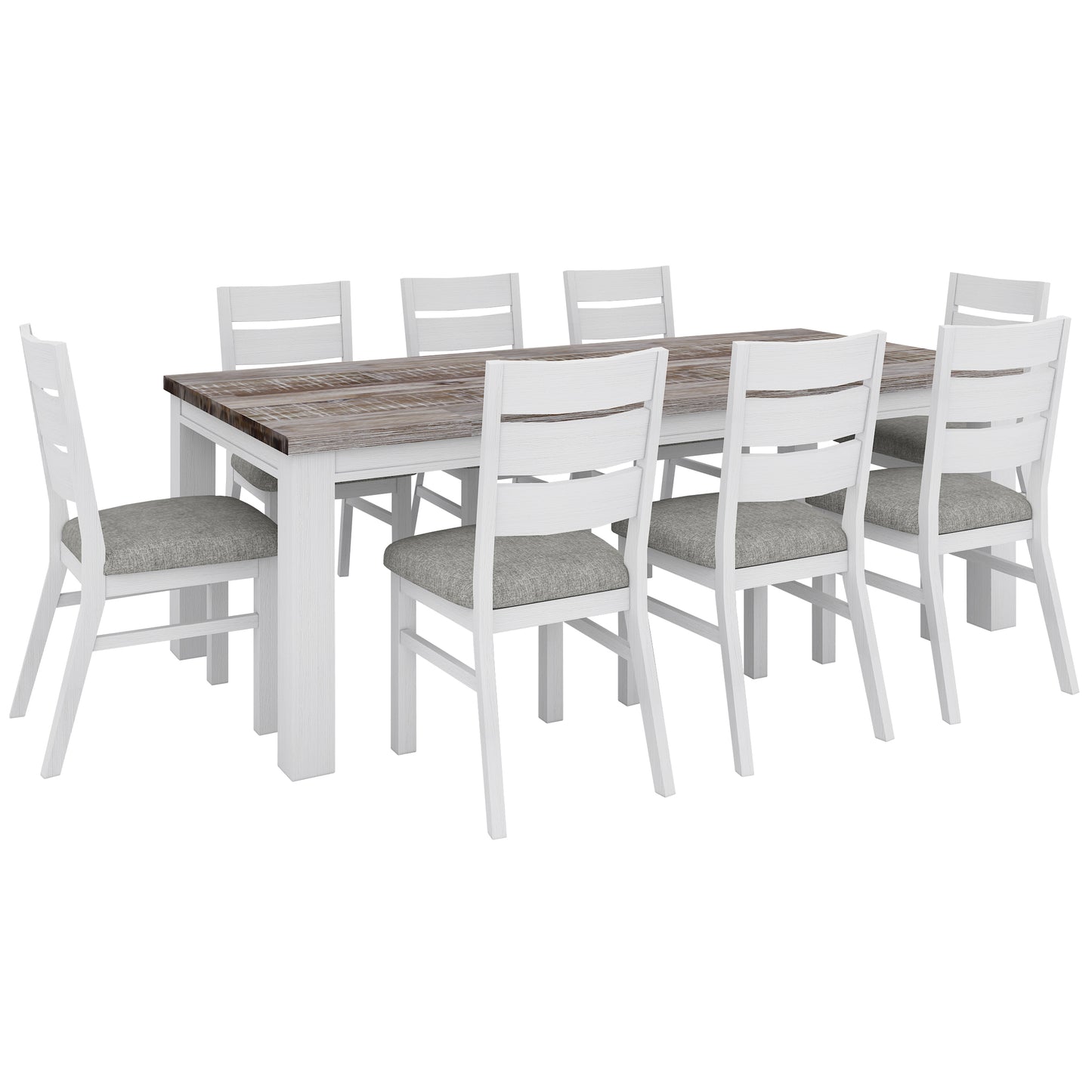 Plumeria Dining Table 225cm Solid Acacia Wood Home Dinner Furniture -White Brush