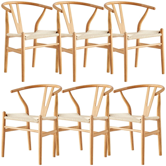 Anemone  Set of 6 Wishbone Dining Chair Beech Timber Replica Hans Wenger Natural