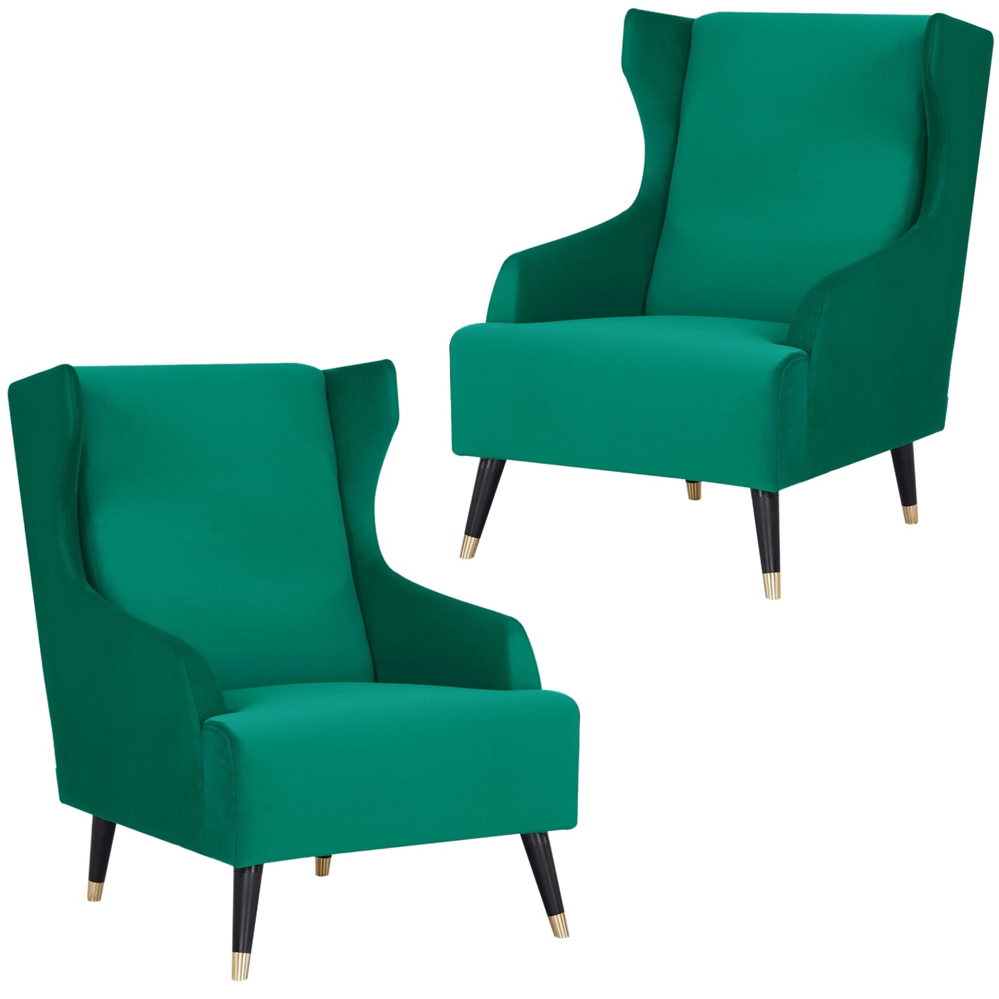 Sylvia Set of 2 Accent Sofa Arm Chair Fabric Uplholstered Lounge Couch - Green