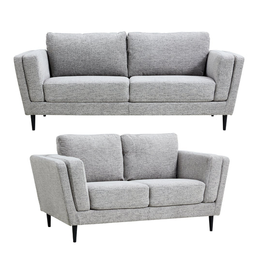 Skylar 3 + 2 Seater Sofa Fabric Uplholstered Lounge Couch - Pepper