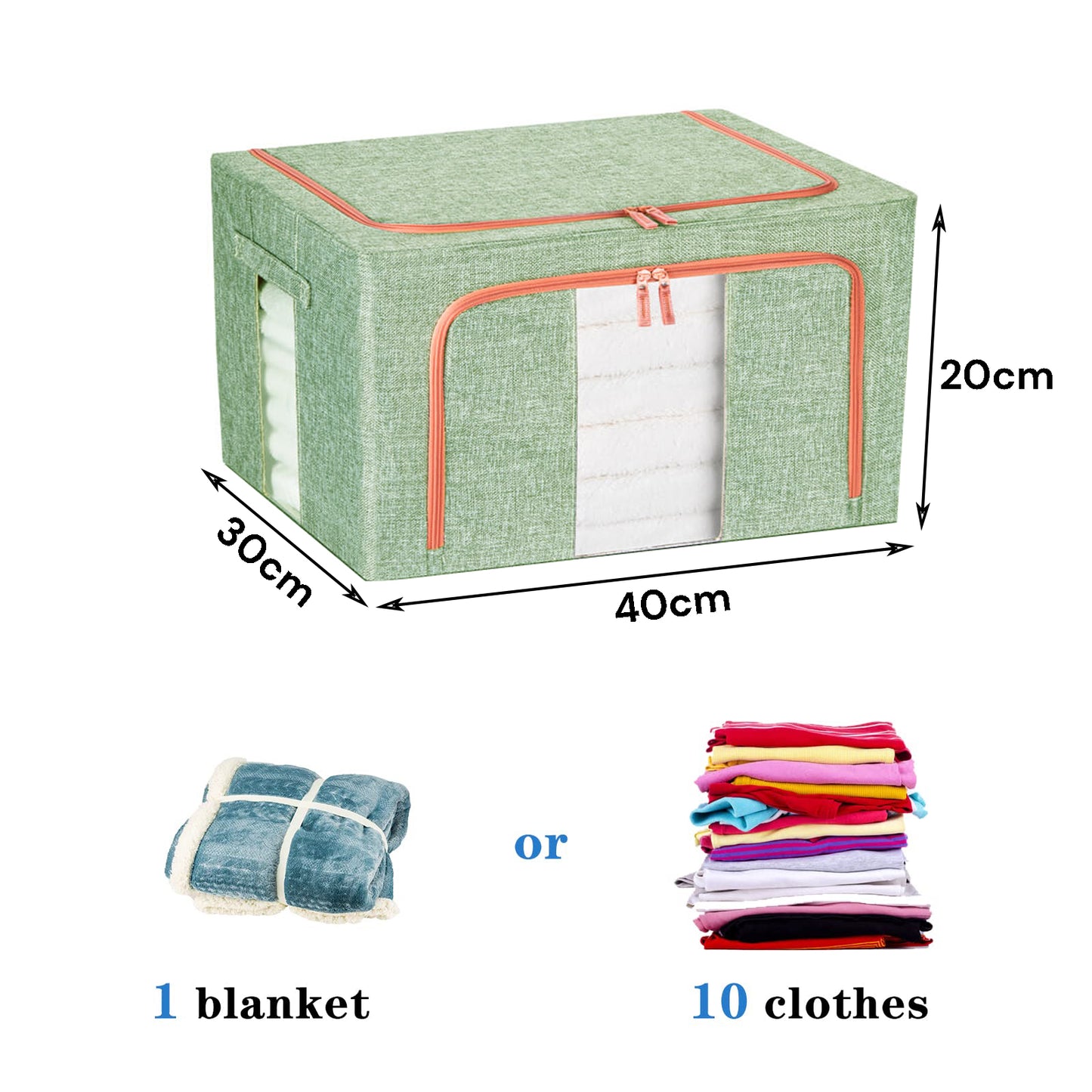 24L Cloth Storage Box Closet Organizer Storage Bags Clothes Storage Bags Wardrobe Organizer Idea GREEN