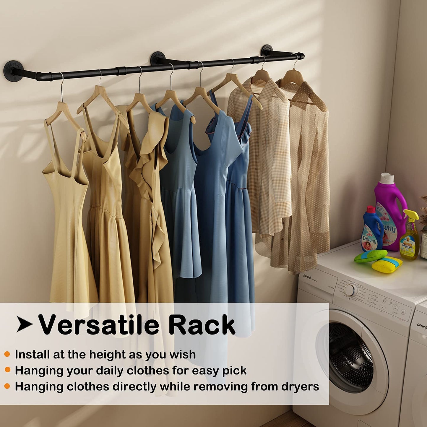 184cm Clothing Racks for Hanging Clothes Garment Rack Industrial Pipe clothes Rack Drying Rack