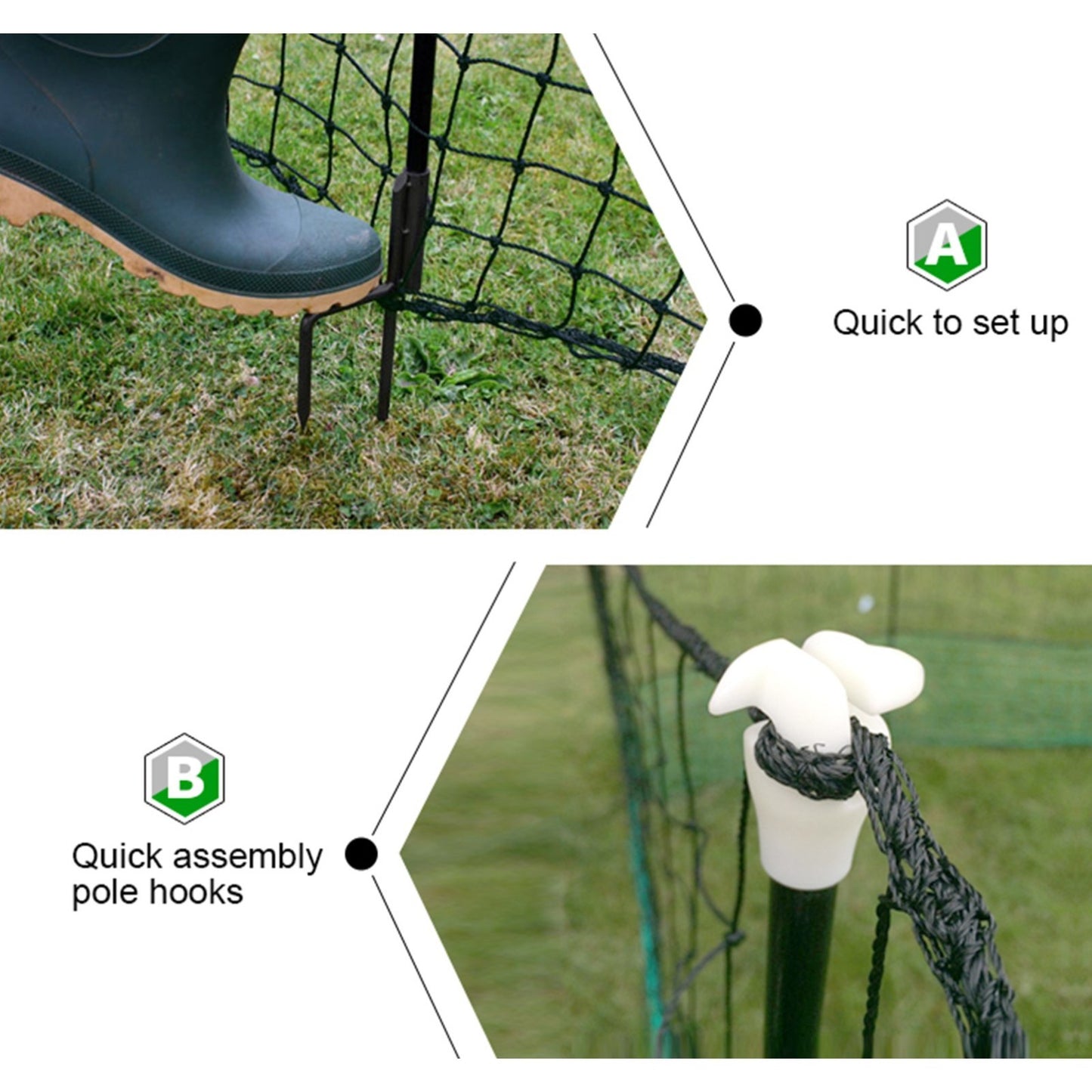 Electric Chicken Netting 60m x 115cm Green Double Prong Poultry Mesh Fence