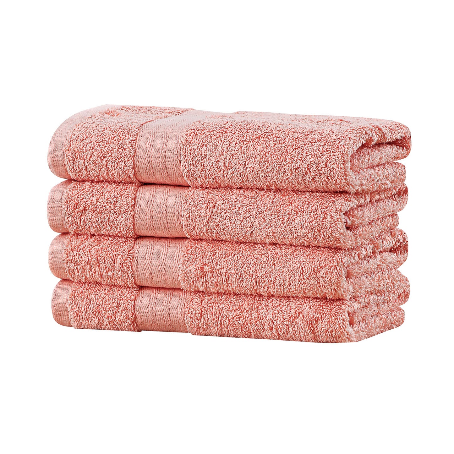 Linenland Bath Towel 4 Piece Cotton Hand Towels Set - Coral