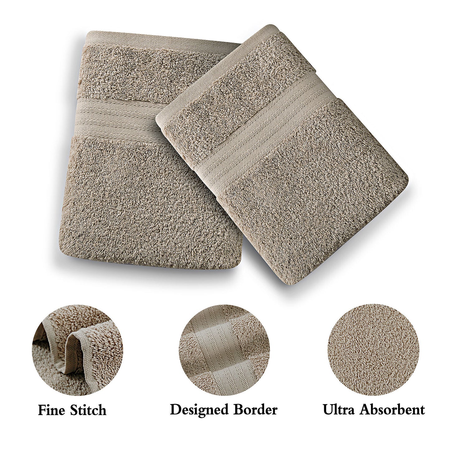 Linenland Bath Towel 4 Piece Cotton Hand Towels Set - Sandstone