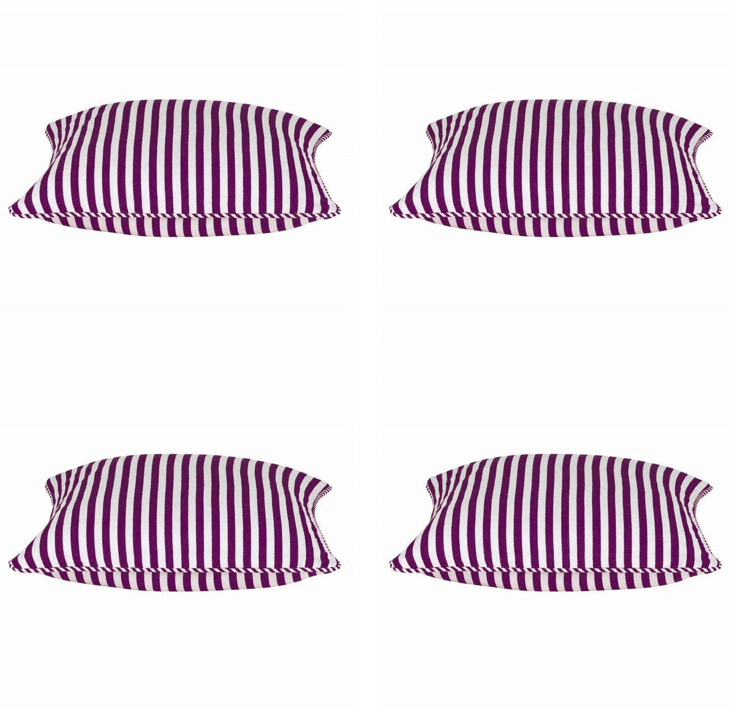 Pack of 4 Dandi Fuchsia Plum Purple & White Striped Square Cushion Covers 40x40cm