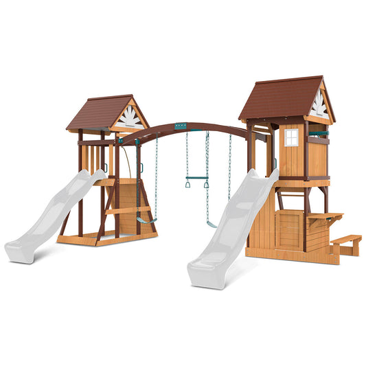 Lifespan Kids Armadale Swing Set & Play Centre with Two 2.2m Slide (White)