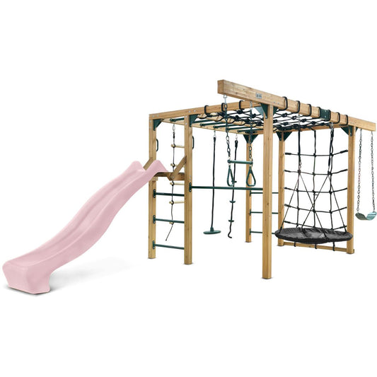 Lifespan Kids Orangutan Monkey Bars Jungle Gym Climbing Frame with 2.2m Slide (Pastel Pink)