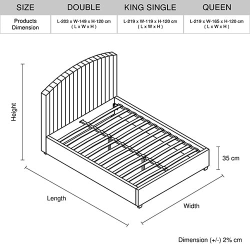 Camelia Queen Size Bed Frame Pink Velvet Upholstery High Headboard Quality Slats Metal Structure