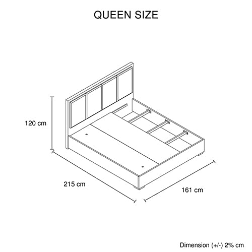 Queen Bed Frame Fabric Upholstery MDF in Cement Colour