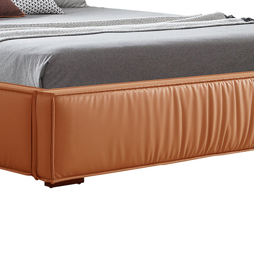 Louis King Bed Frame PU leather KD Slat in Wooden Legs