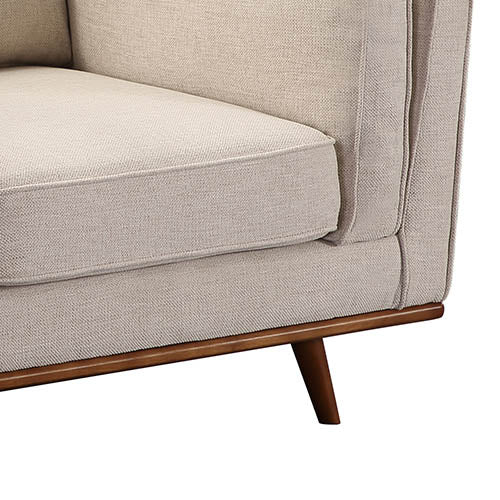 Single Seater Armchair Sofa Modern Lounge Accent Chair in Beige Fabric with Wooden Frame