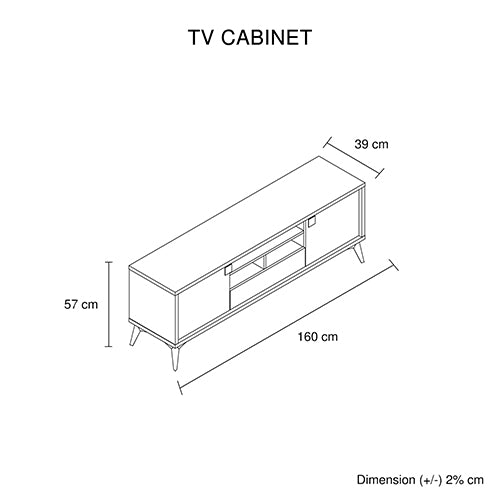 TV Cabinet with Storage Drawer Open Shelve Cabinet MDF in Champagne Colour