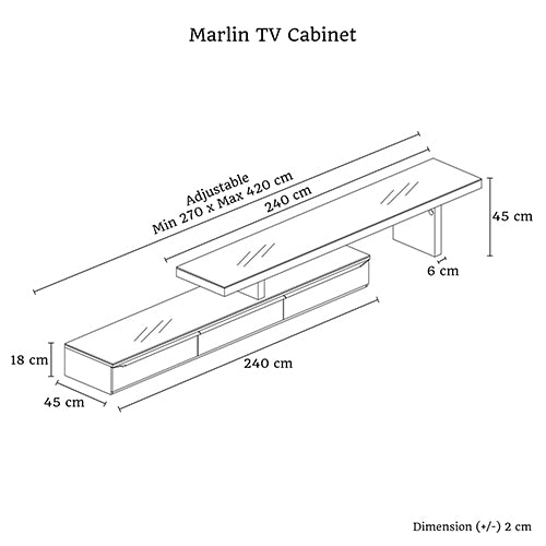 TV Cabinet with 3 Storage Drawers Extendable With Glossy MDF Entertainment Unit in Black Color