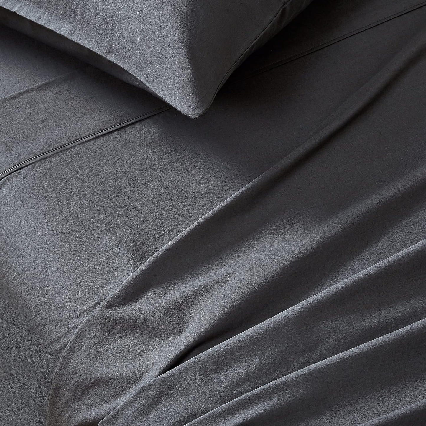 Gioia Casa Vintage Washed 100% Cotton Sheet Set with 1 Pillowcases - Charcoal - Single