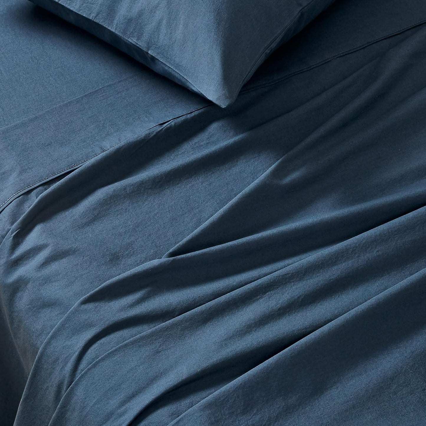 Gioia Casa Vintage Washed 100% Cotton Sheet Set with 1 Pillowcases - Dark Indigo -Single