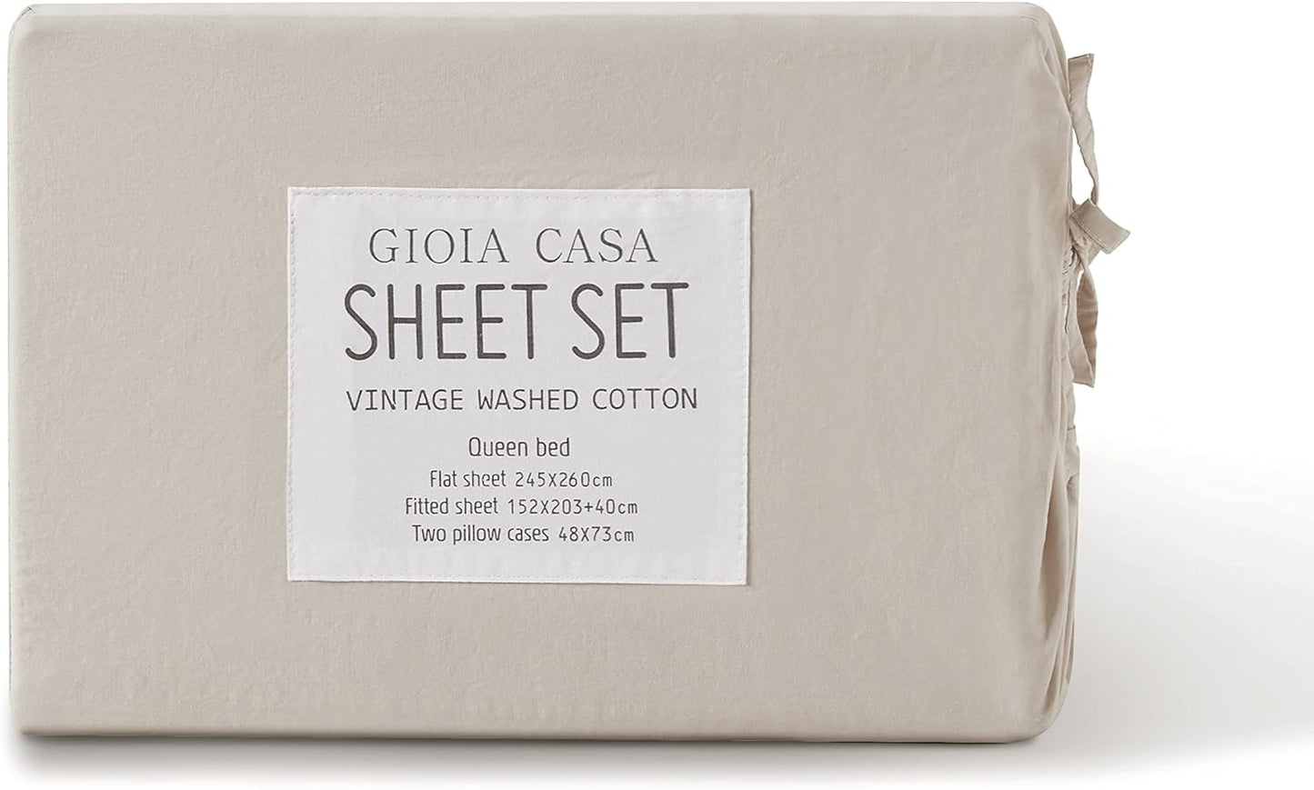 Gioia Casa Vintage Washed 100% Cotton Sheet Set with 2 Pillowcases - Natural - Double