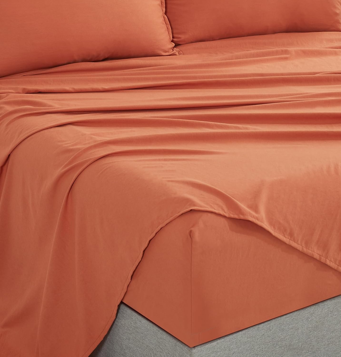 CleverPolly Vintage Washed Microfibre Sheet Set with 2 Pillowcases - Terracotta - Queen