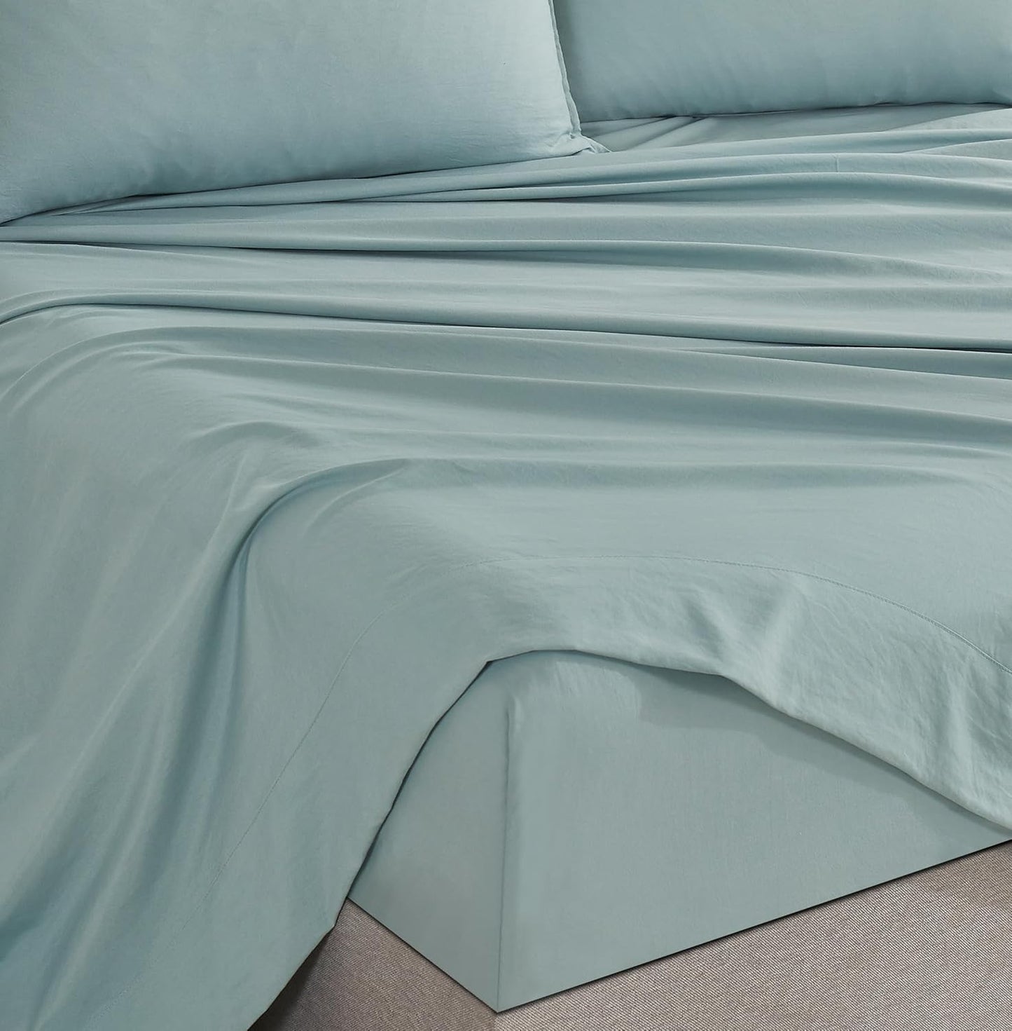 CleverPolly Vintage Washed Microfibre Sheet Set with 2 Pillowcases - Seafoam - King