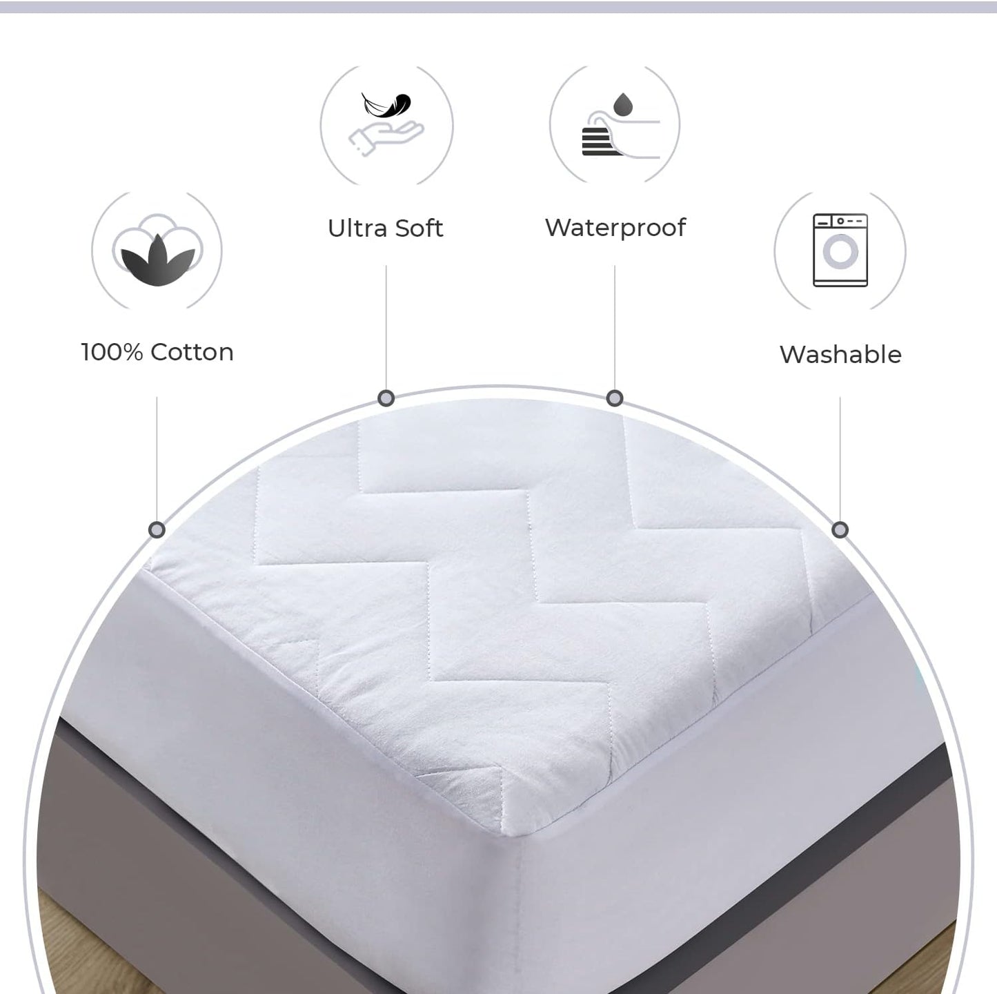 Gioia Casa 100% Ultra-Soft Cotton Quilted Anti-Microbial Mattress Cover Protector - Super King Size