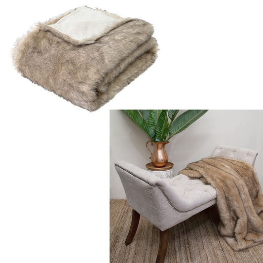 J Elliot Home Brown Fox Luxury Vegan Fur Throw 130 x 160cm