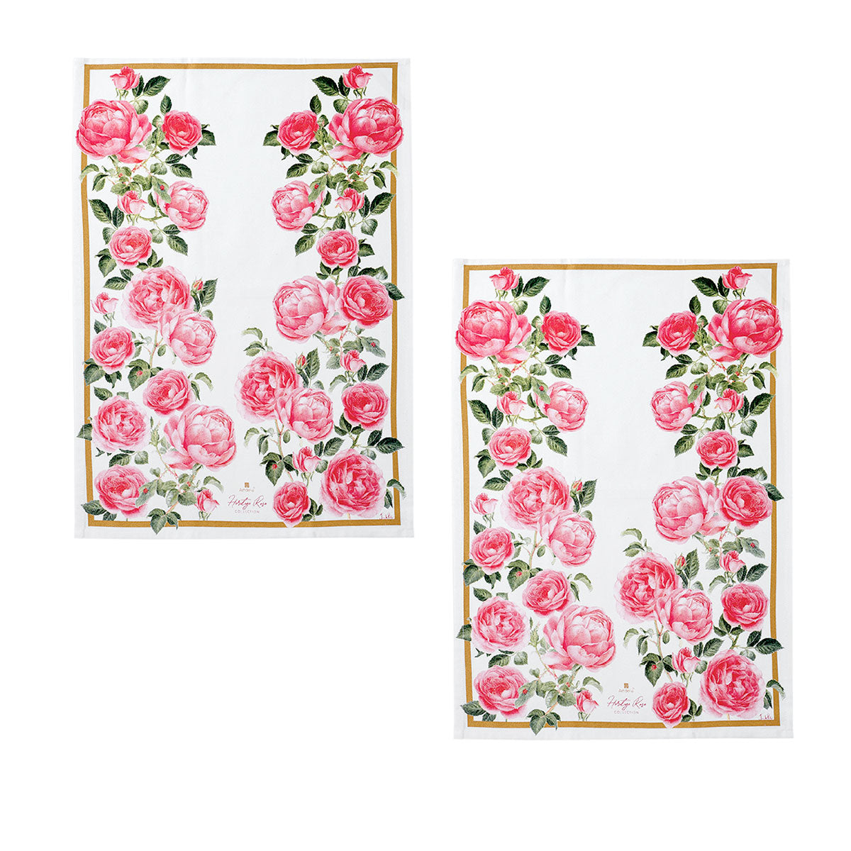 Ashdene Set of 2 Heritage Rose Cotton Kitchen Tea Towels 50 x 70 cm