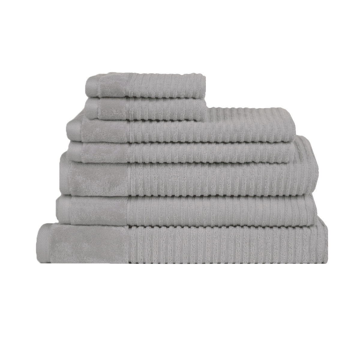 Royal Excellency 7 Piece Cotton Bath Towel Set - Silver