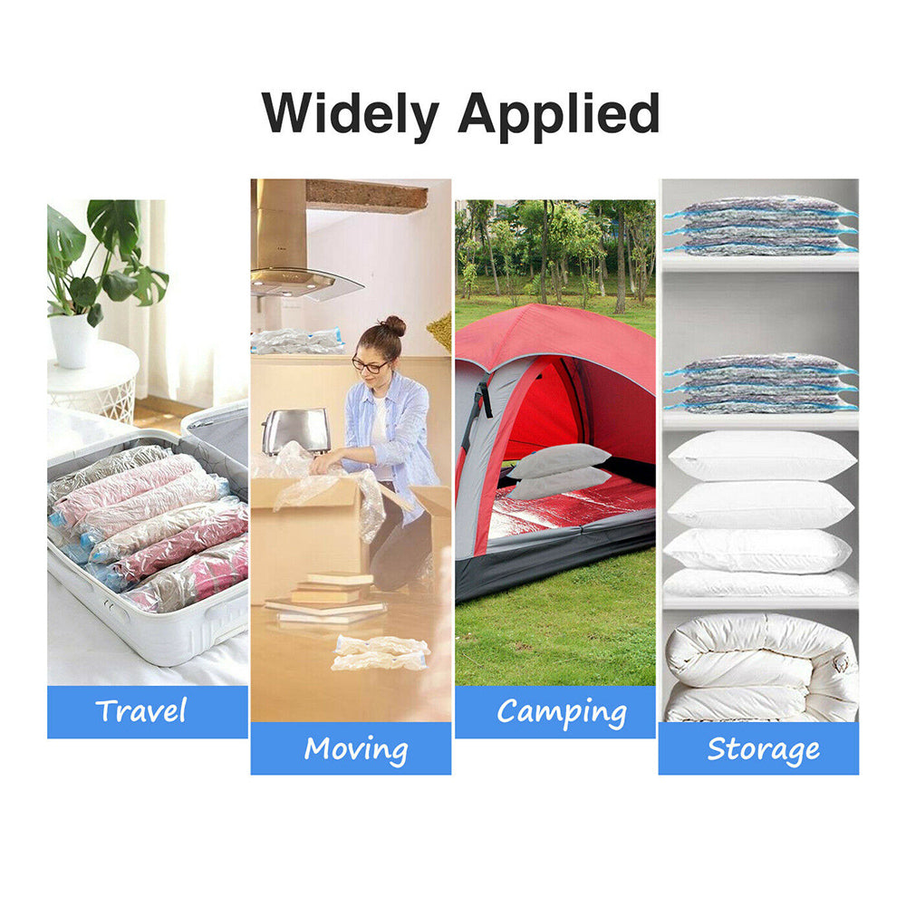 6 Pcs Set Vacuum Storage Bags Space Saver Seal Compressing Various Size with Air Pump