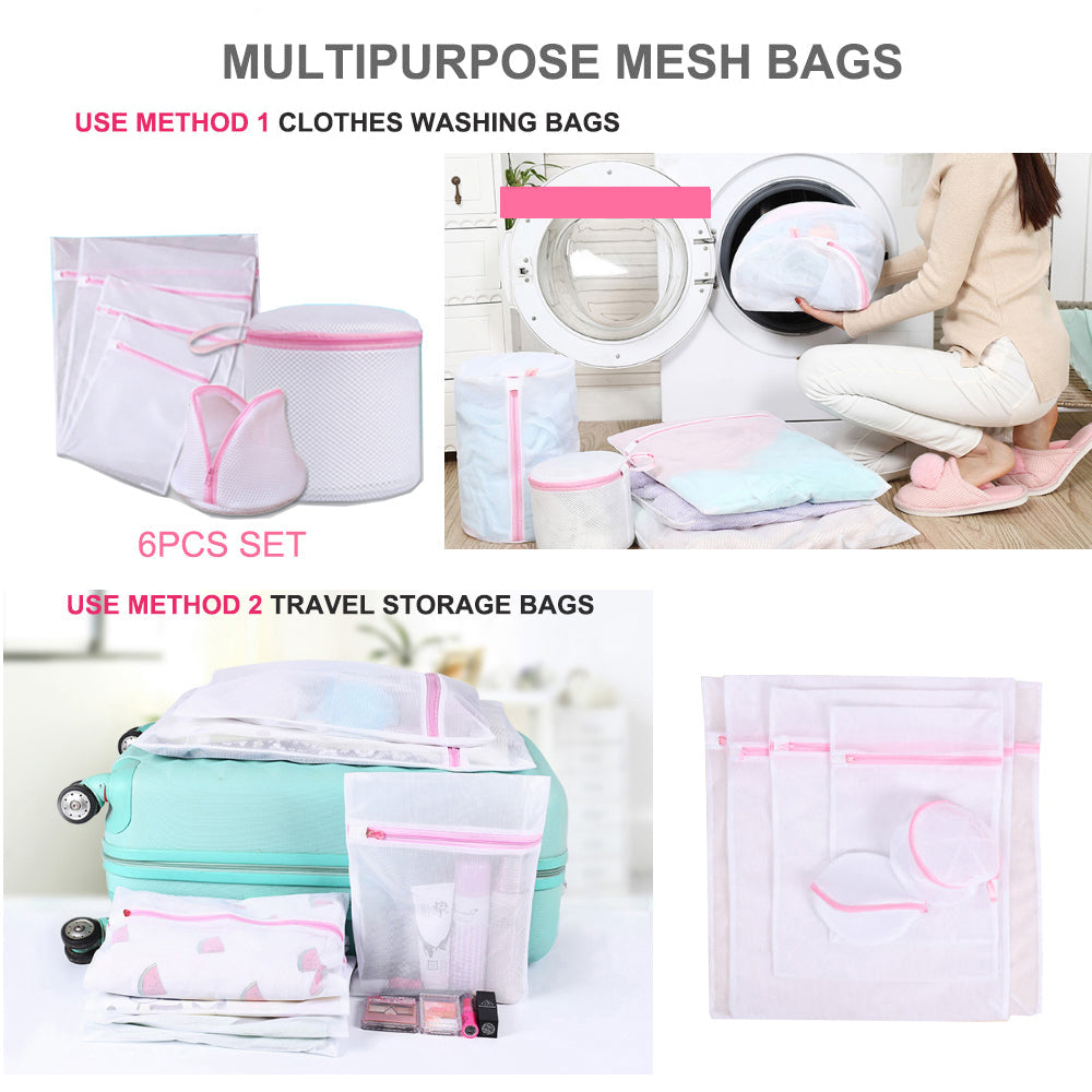 Washing Bag Pack Set Of 6 Laundry Bags Mesh Lingerie Delicate clothes Wash Bags