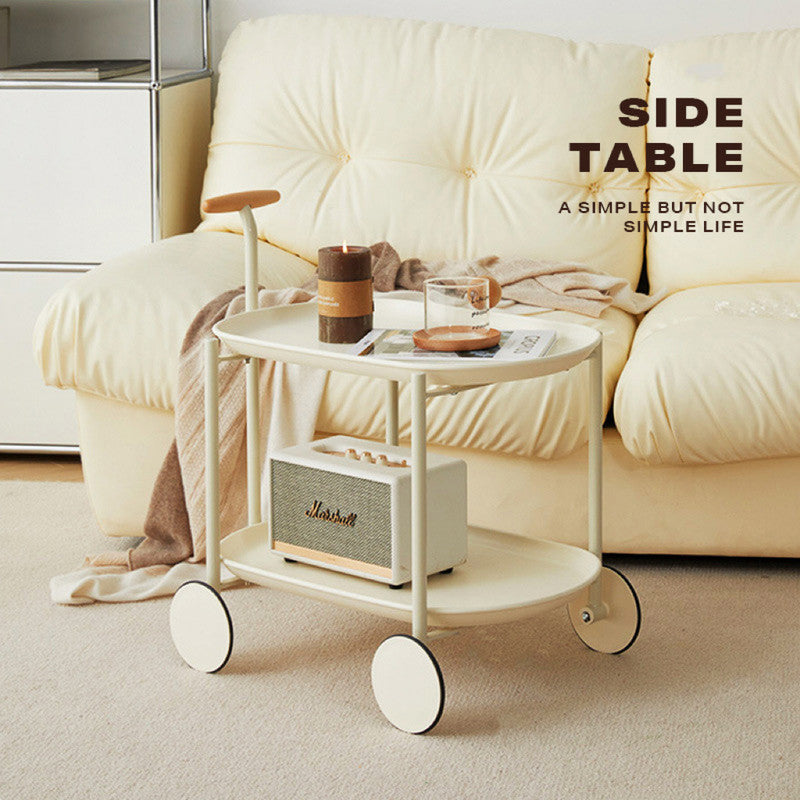 Movable Modern Trolley Coffee Table Cart Storage Side Table with Wheels