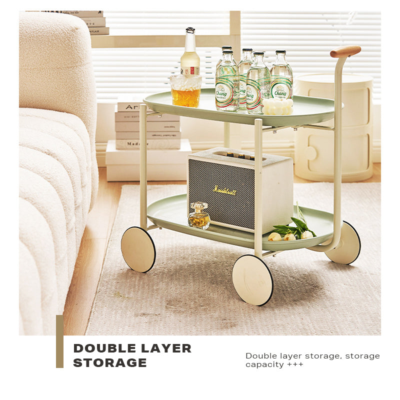 Movable Modern Trolley Coffee Table Cart Storage Side Table with Wheels