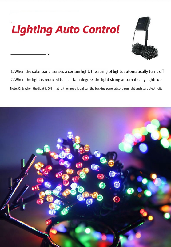 Solar Fairy String Lights 200 LED Outdoor Garden Christmas Party Décor Warm white/Yellow