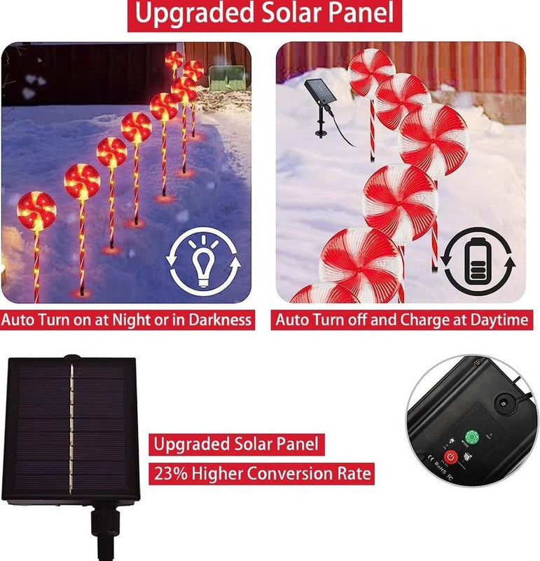 4pcs Solar Lollipops Cane Light Candy Cane Lights Water-resistant Christmas Outdoor Lawn Light