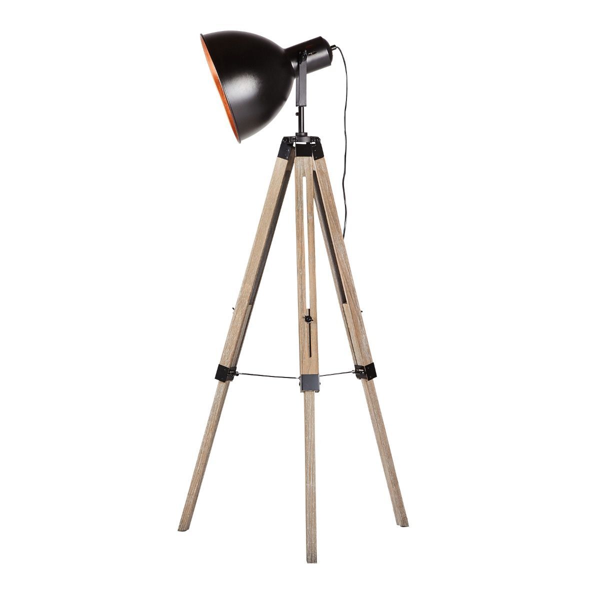 Havana Retro Large Tripod Floor Lamp Industrial Modern Adjustable Wood Frame