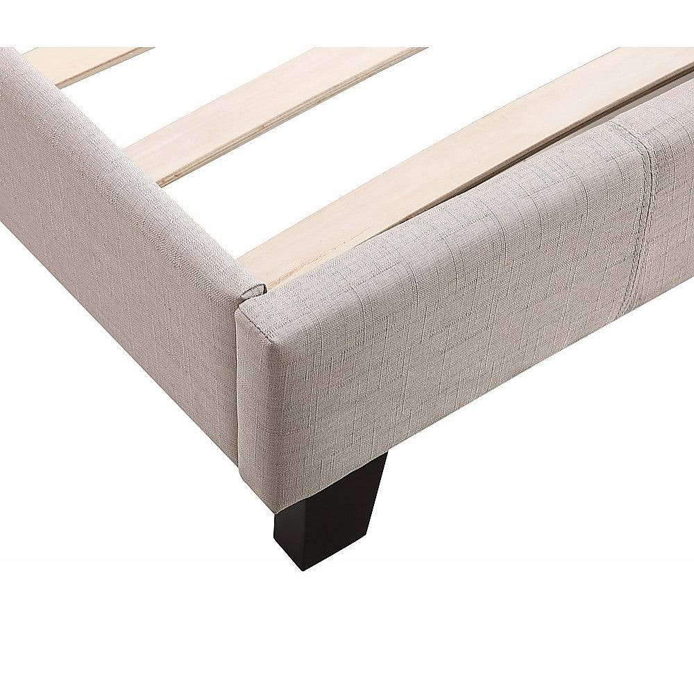 Single Linen Fabric Bed Frame Beige