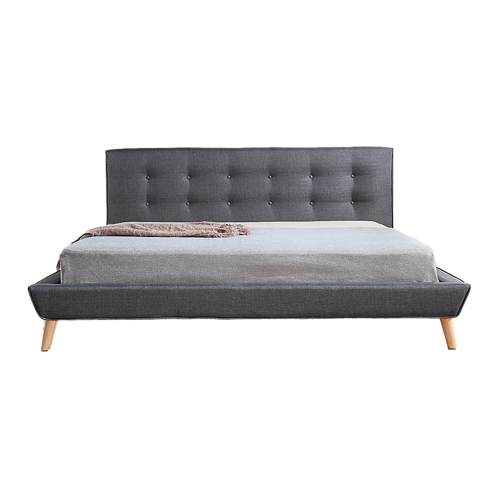 King Linen Fabric Deluxe Bed Frame Grey