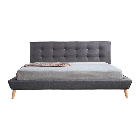 King Linen Fabric Deluxe Bed Frame Grey