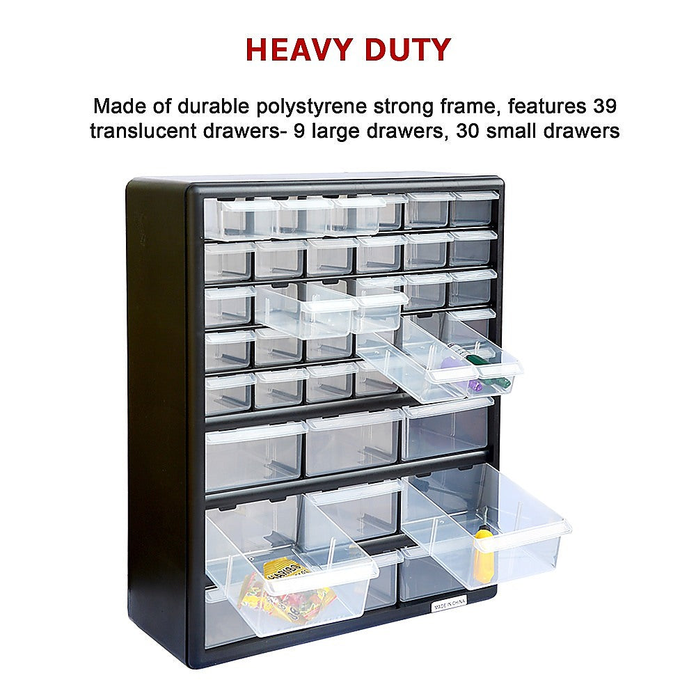 Storage Cabinet Drawers 39 Plastic Tool Box Containers Organiser Cupboard