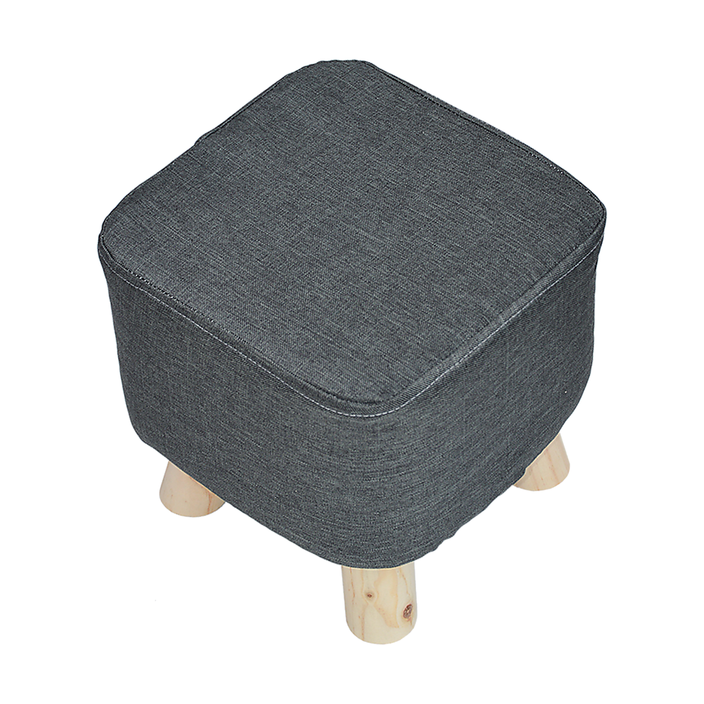 Fabric Ottoman Foot Stool Rest Pouffe Footstool Wood Storage Padded Seat