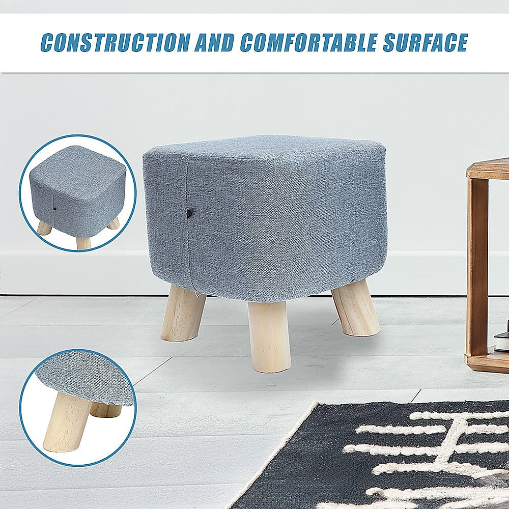 Fabric Ottoman Foot Stool Rest Pouffe Footstool Wood Storage Padded Seat